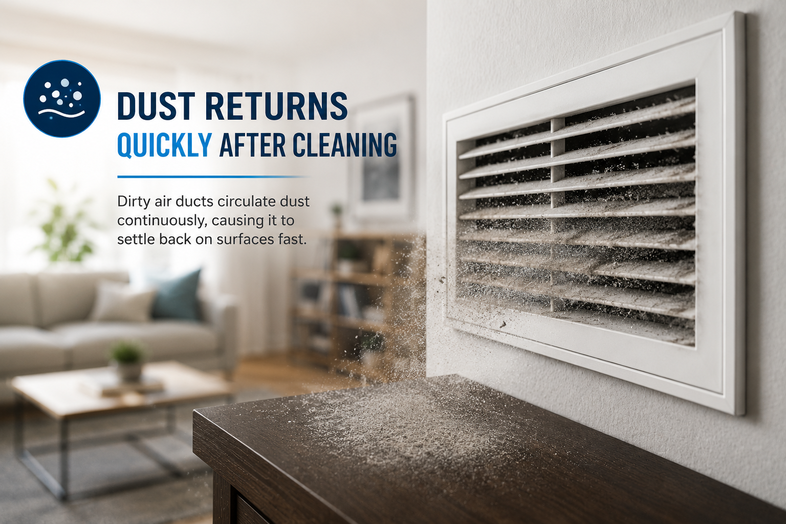 Dust returns after cleaning